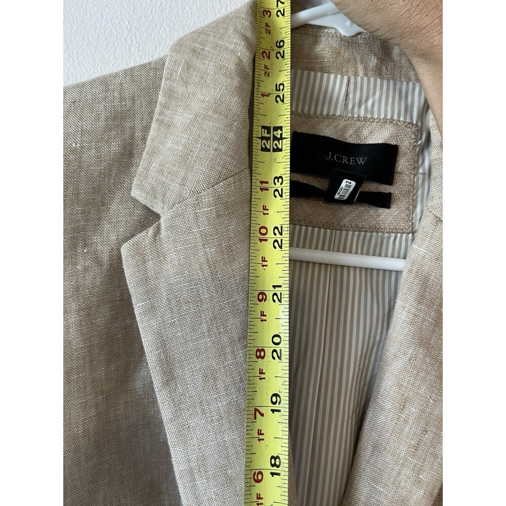 J.Crew Campbell Linen Blazer Jacket Nautical Buttons Tan Beige Women's 12 - Picture 5 of 8